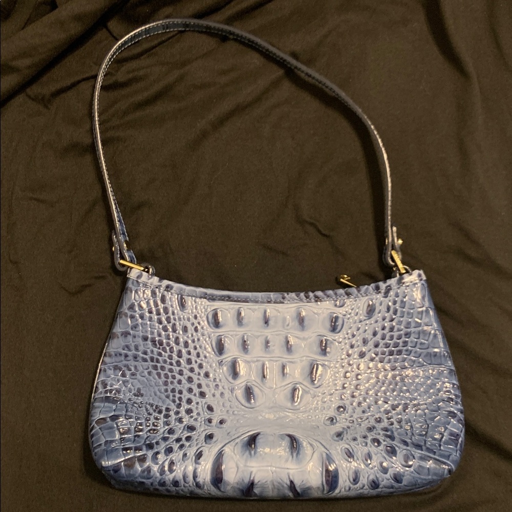 Brahmin Blue Croc-Embossed Mini Bag